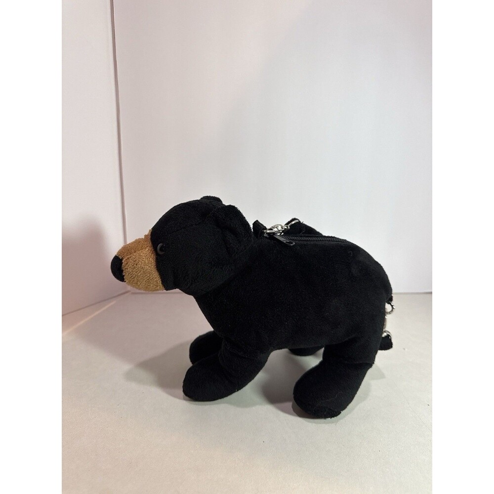 Wishpets Black Bear Plush Keychain Zippered 2006 Vintage Toy Clip Bag Charm”